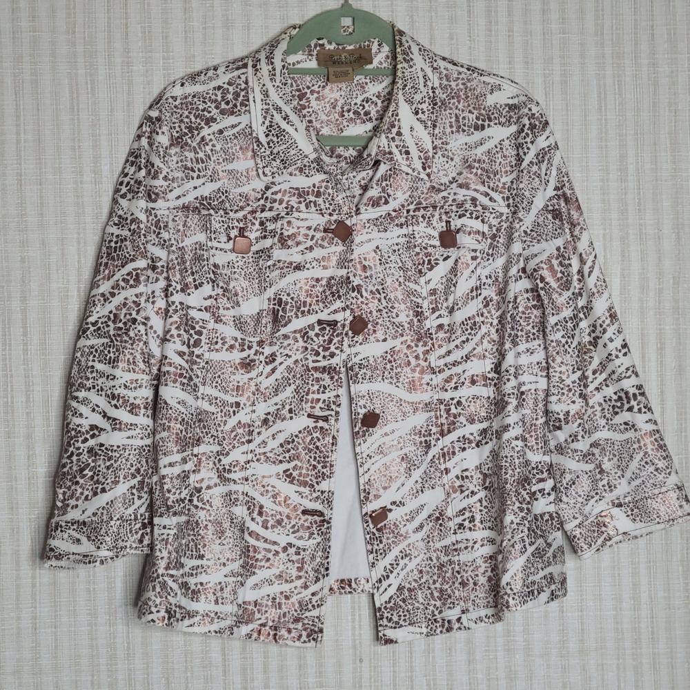 Peck & Peck Weekend Women's Size 16 Animal Print Blazer Jacket